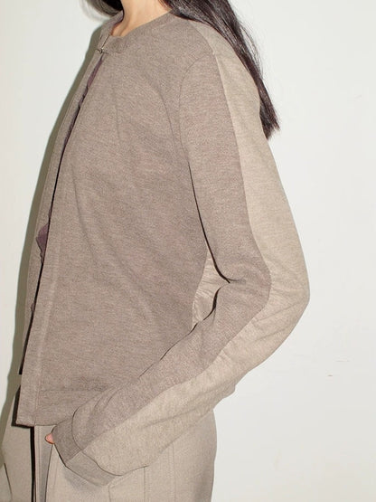 Mito de dar Skin Friendly Acrylic Blend Colorblock Relaxed Fit Cropped Crew Neck Cardigans