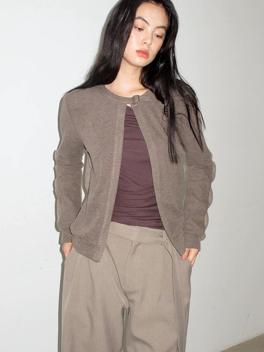 Mito de dar Skin Friendly Acrylic Blend Colorblock Relaxed Fit Cropped Crew Neck Cardigans