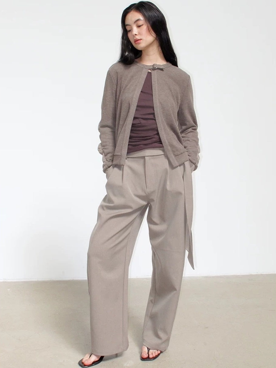 Mito de dar Skin Friendly Acrylic Blend Colorblock Relaxed Fit Cropped Crew Neck Cardigans