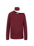 Mito_de_dar_Slanted_Shoulder_Coarse_Knit_Cherry_Red_Wool_Sweater_With_Detachable_Scarf_MISSTT