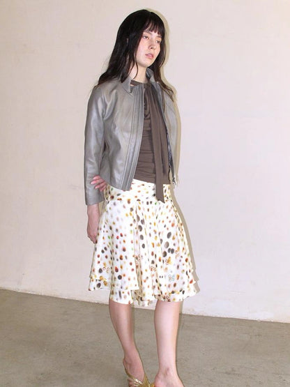 Mito de dar Slim Fit Seven Quarter Sleeve Waist Cinching Pu Leather Jacket