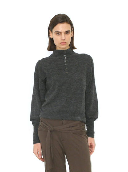 Mito de dar Soft Pure Merino Casual Loose Batwing Stand Collar Button Knit Women Sweater