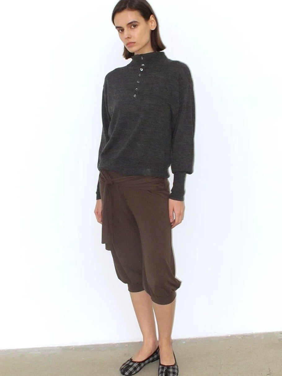 Mito de dar Soft Pure Merino Casual Loose Batwing Stand Collar Button Knit Women Sweater