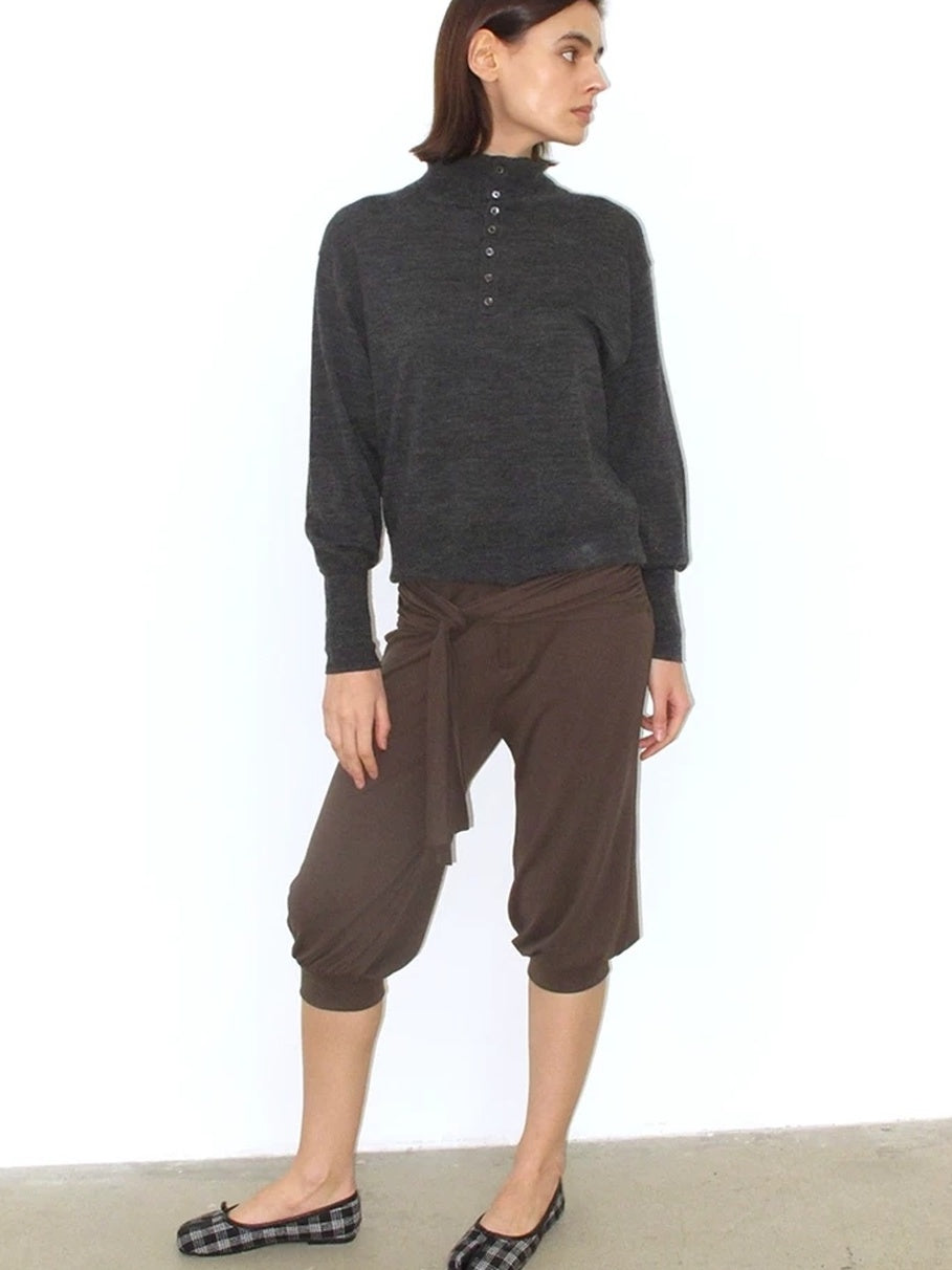 Mito de dar Soft Pure Merino Casual Loose Batwing Stand Collar Button Knit Women Sweater