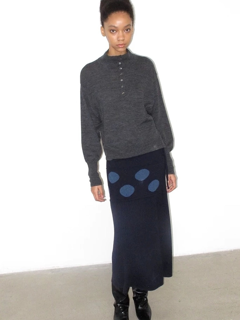 Mito de dar Soft Pure Merino Casual Loose Batwing Stand Collar Button Knit Women Sweater