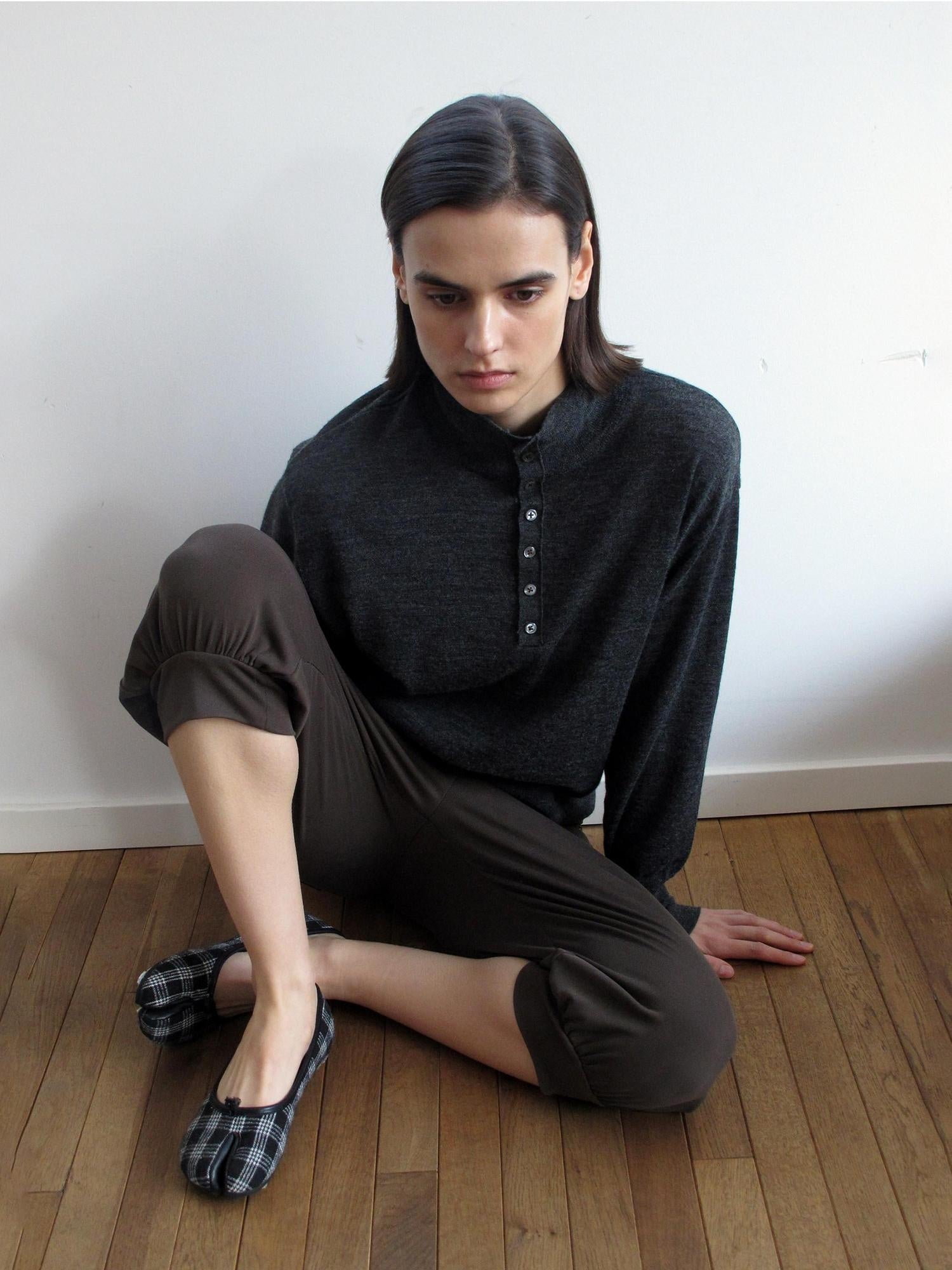 Mito de dar Soft Pure Merino Casual Loose Batwing Stand Collar Button Knit Women Sweater