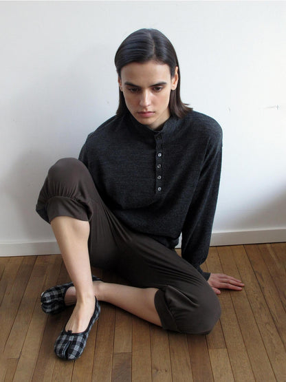Mito de dar Soft Pure Merino Casual Loose Batwing Stand Collar Button Knit Women Sweater