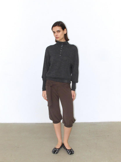 Mito de dar Soft Pure Merino Casual Loose Batwing Stand Collar Button Knit Women Sweater
