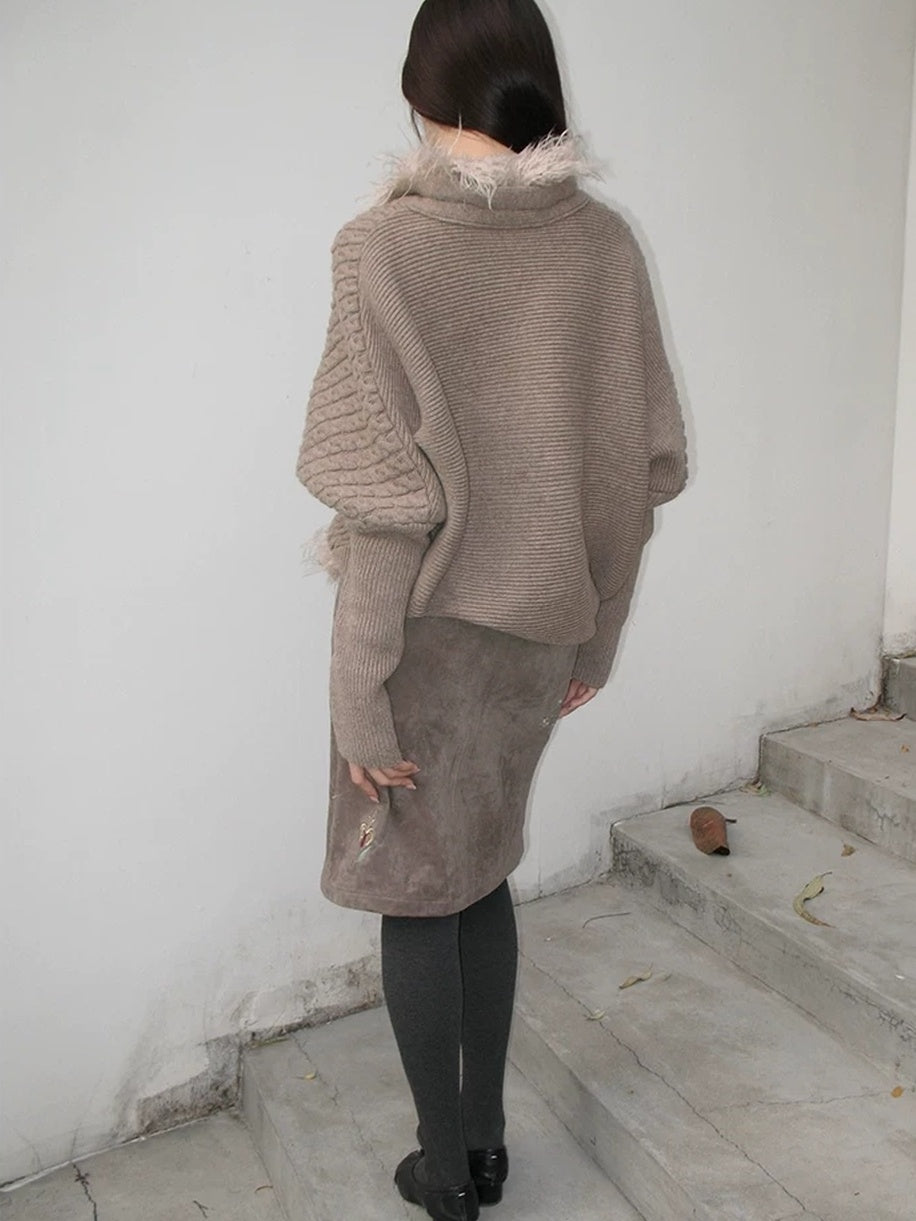 Mito de dar Soft Wool Blend Anti Pilling Chunky Cropped Tie Cardigan Batwing Travel Sweater