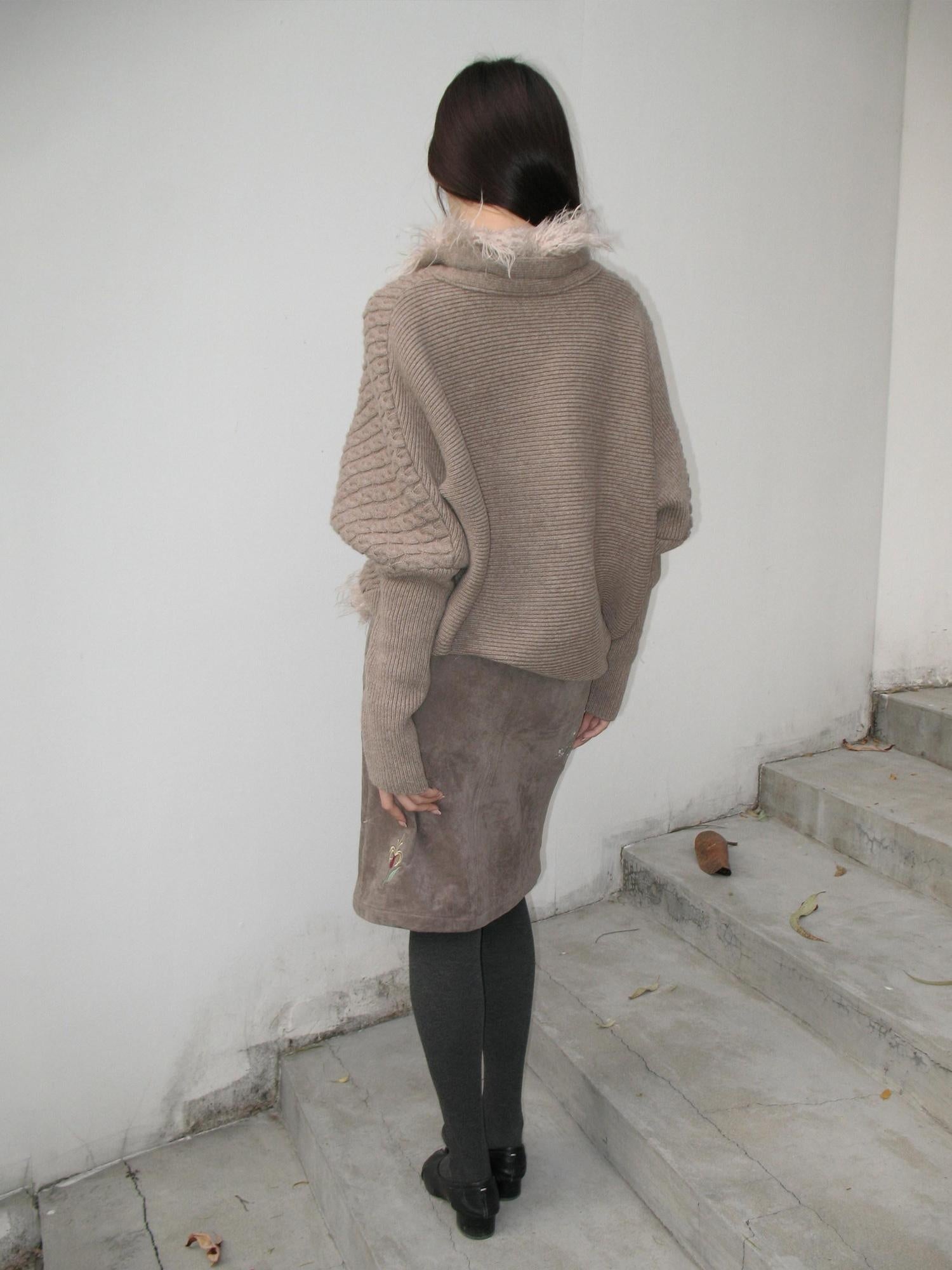 Mito de dar Soft Wool Blend Anti Pilling Chunky Cropped Tie Cardigan Batwing Travel Sweater