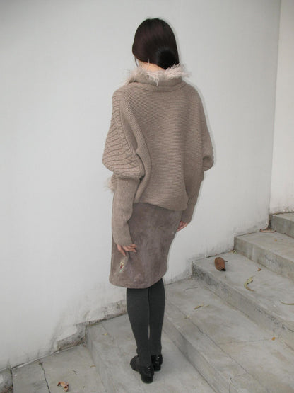 Mito de dar Soft Wool Blend Anti Pilling Chunky Cropped Tie Cardigan Batwing Travel Sweater