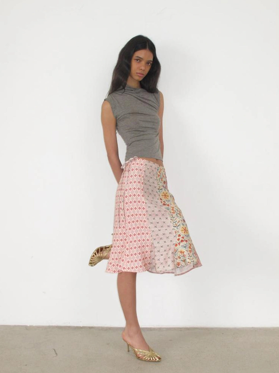 Mito de dar Split Light Pink Tied Tulip Skirt