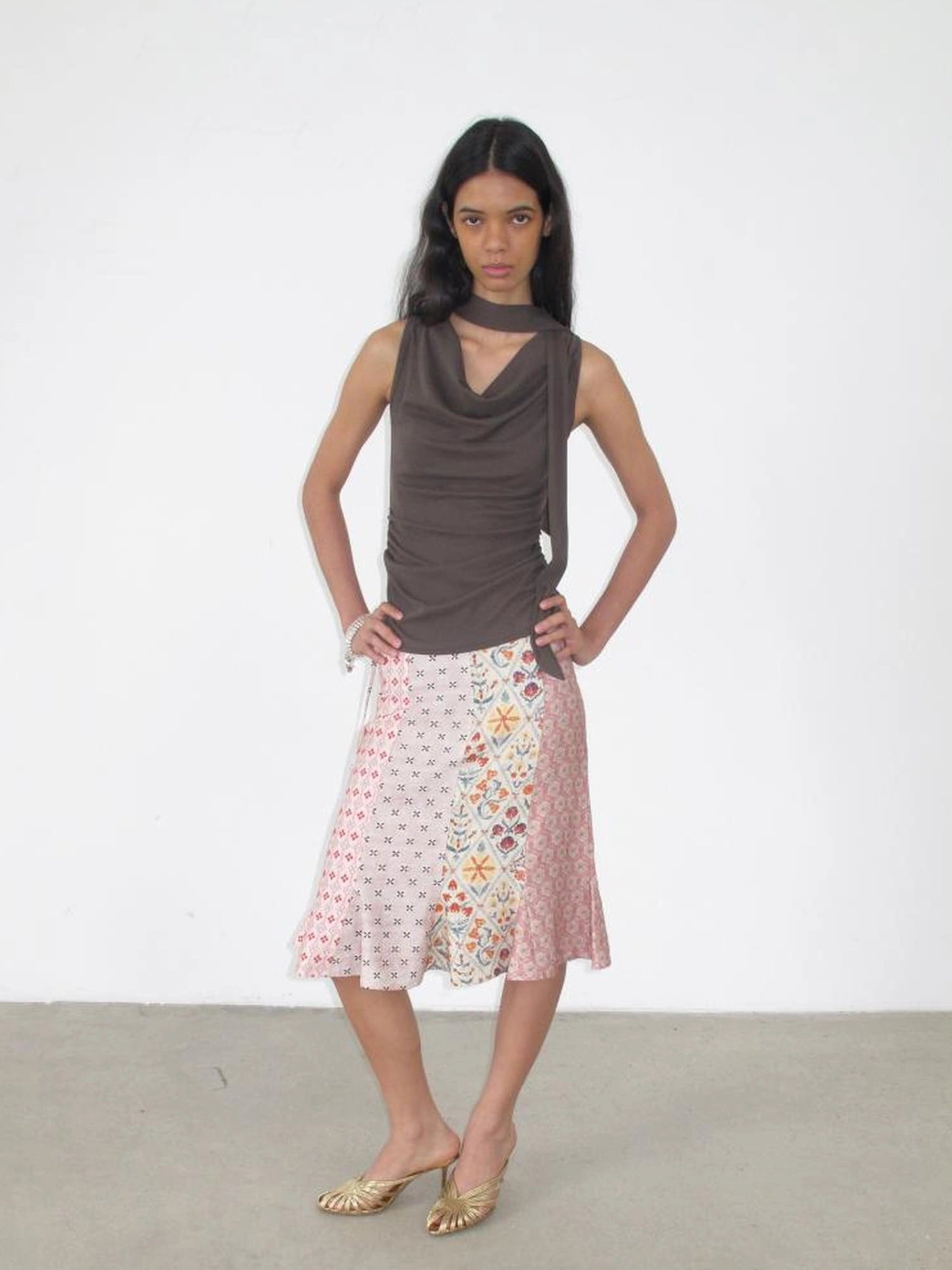 Mito de dar Split Light Pink Tied Tulip Skirt