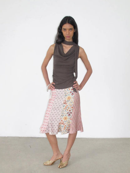 Mito de dar Split Light Pink Tied Tulip Skirt