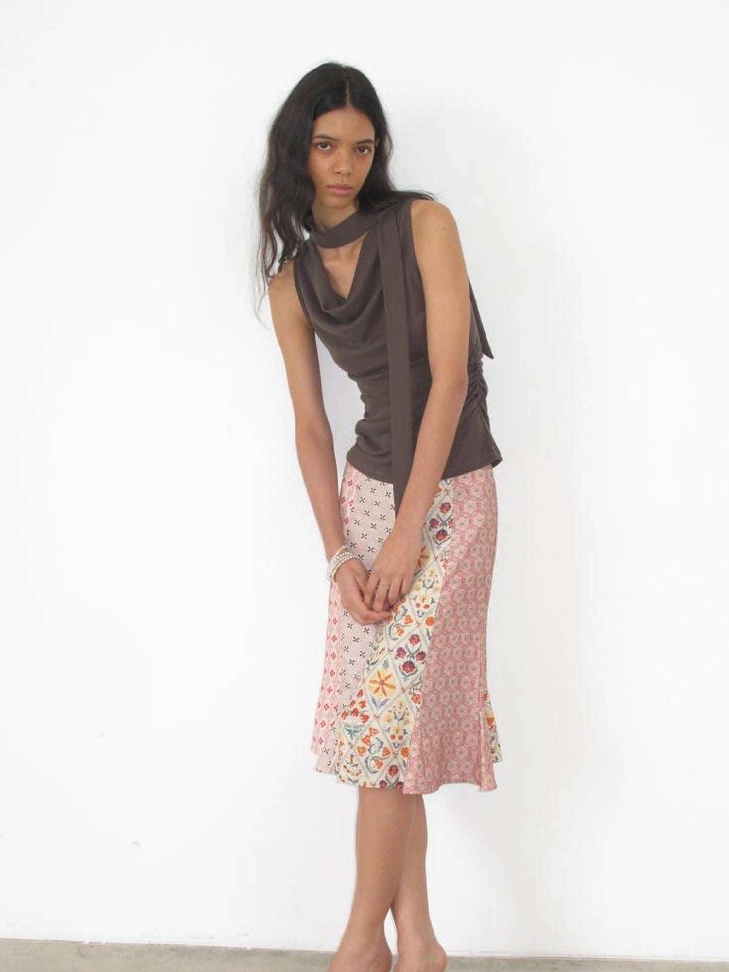 Mito de dar Split Light Pink Tied Tulip Skirt