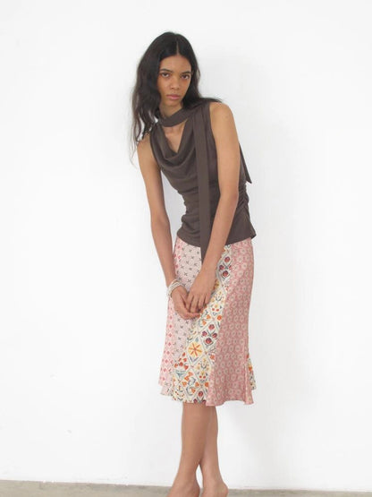 Mito de dar Split Light Pink Tied Tulip Skirt