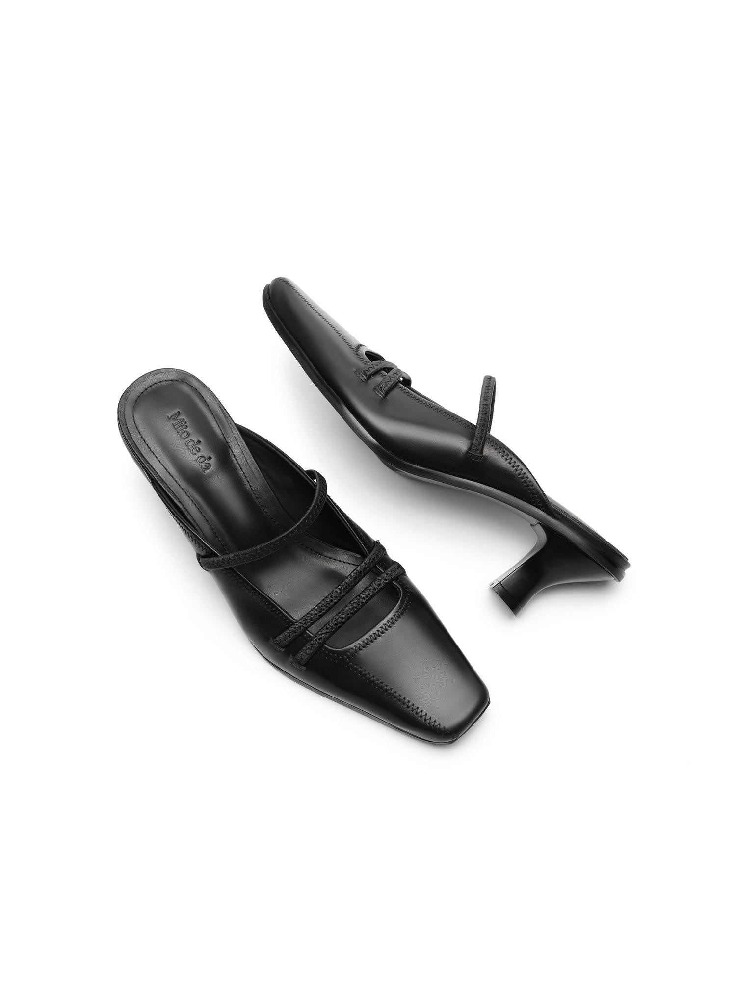 Mito de dar Square Toe Mary Jane Mule Triangle Stitch Women&