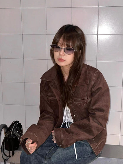 Mito de dar Thread Cut Suede Cropped Jacket