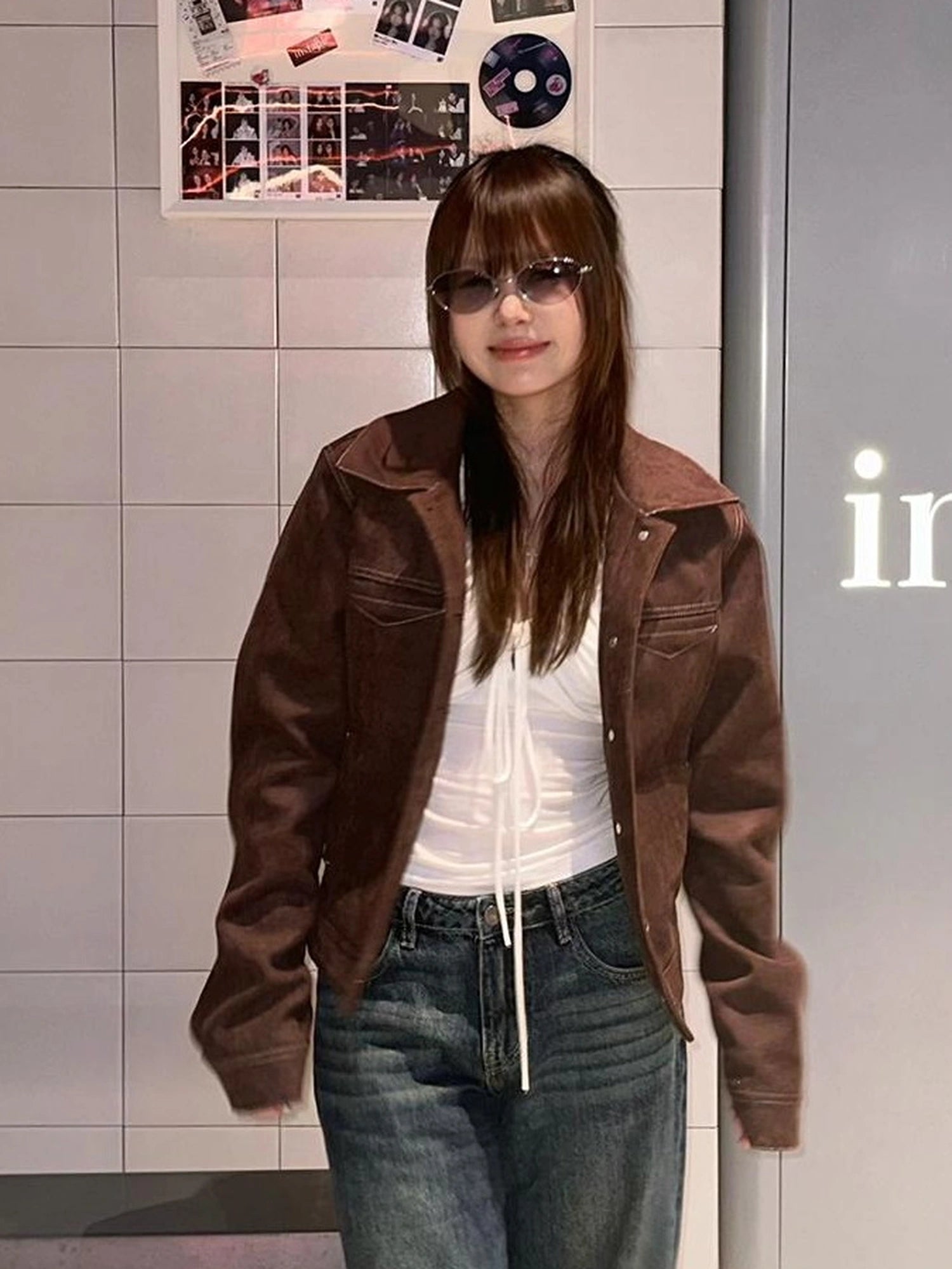 Mito de dar Thread Cut Suede Cropped Jacket