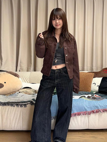 Mito de dar Thread Cut Suede Cropped Jacket
