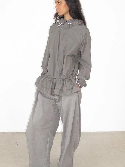Upf 50 Lightweight Drawstring Sun Hoodie With Ruffle Hem