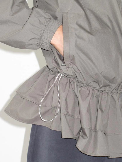 Upf 50 Lightweight Drawstring Sun Hoodie With Ruffle Hem