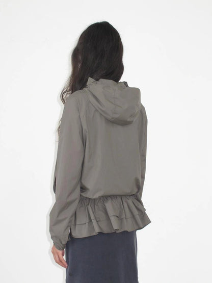 Upf 50 Lightweight Drawstring Sun Hoodie With Ruffle Hem