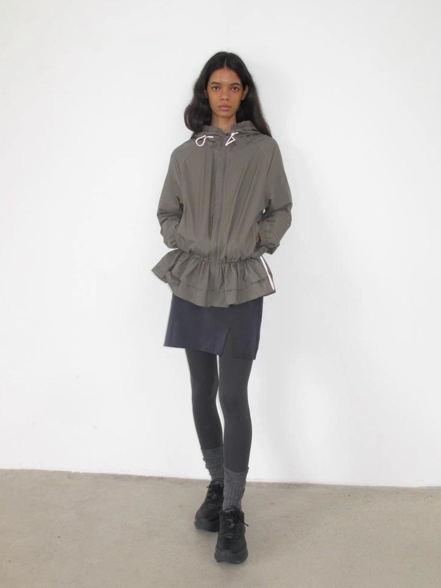 Upf 50 Lightweight Drawstring Sun Hoodie With Ruffle Hem