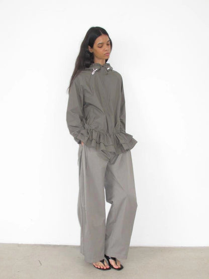 Upf 50 Lightweight Drawstring Sun Hoodie With Ruffle Hem
