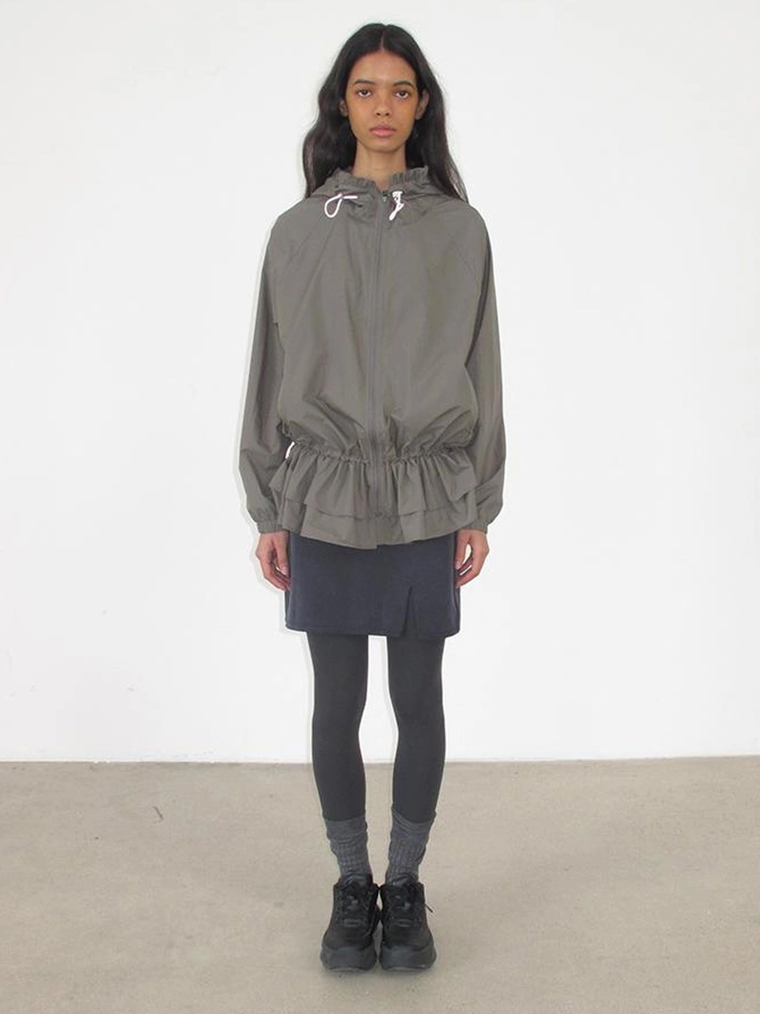 Upf 50 Lightweight Drawstring Sun Hoodie With Ruffle Hem