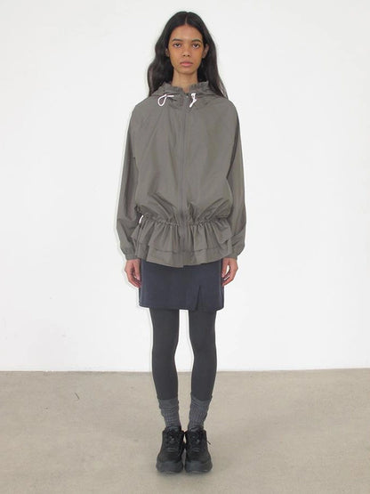 Upf 50 Lightweight Drawstring Sun Hoodie With Ruffle Hem