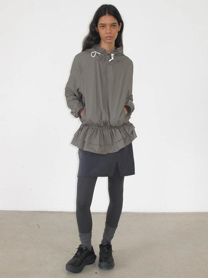 Upf 50 Lightweight Drawstring Sun Hoodie With Ruffle Hem