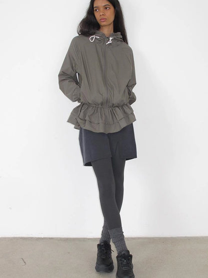 Upf 50 Lightweight Drawstring Sun Hoodie With Ruffle Hem