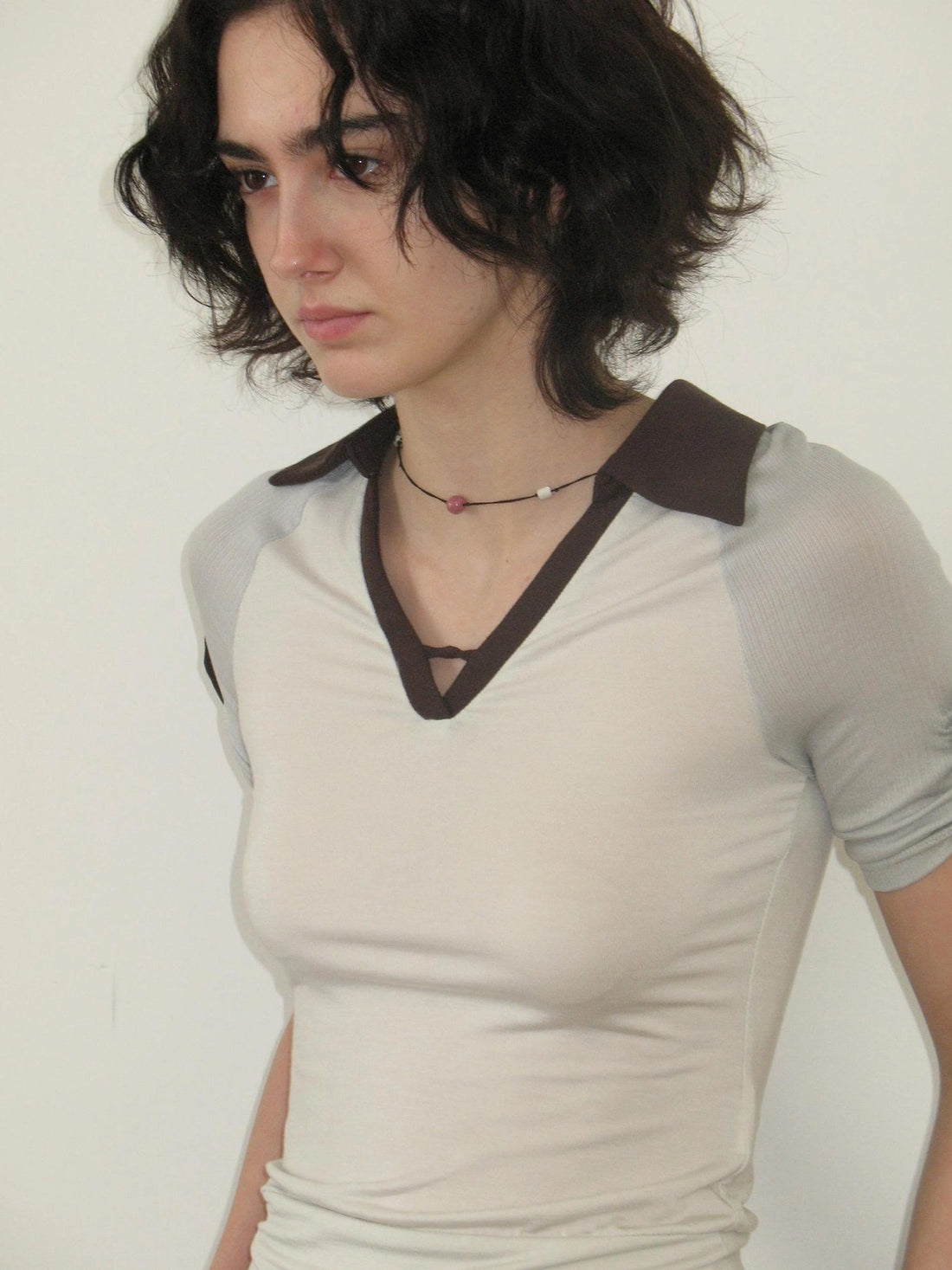 Mito de dar V-Neck Lyocell Polo With Contrast Stripes