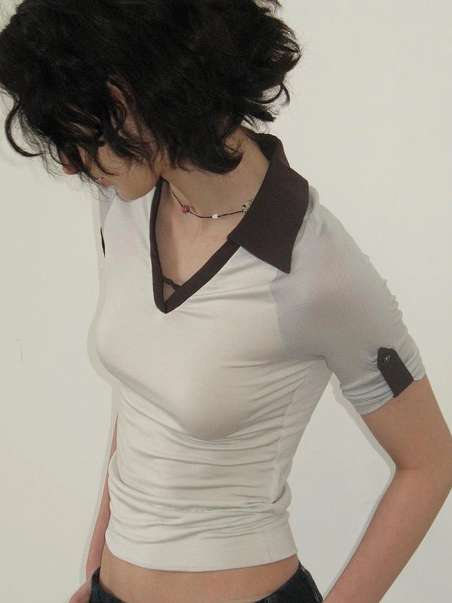 Mito de dar V-Neck Lyocell Polo With Contrast Stripes