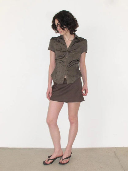 Mito de dar V-Neck Polka Dot Waist Cinched Office Shirt