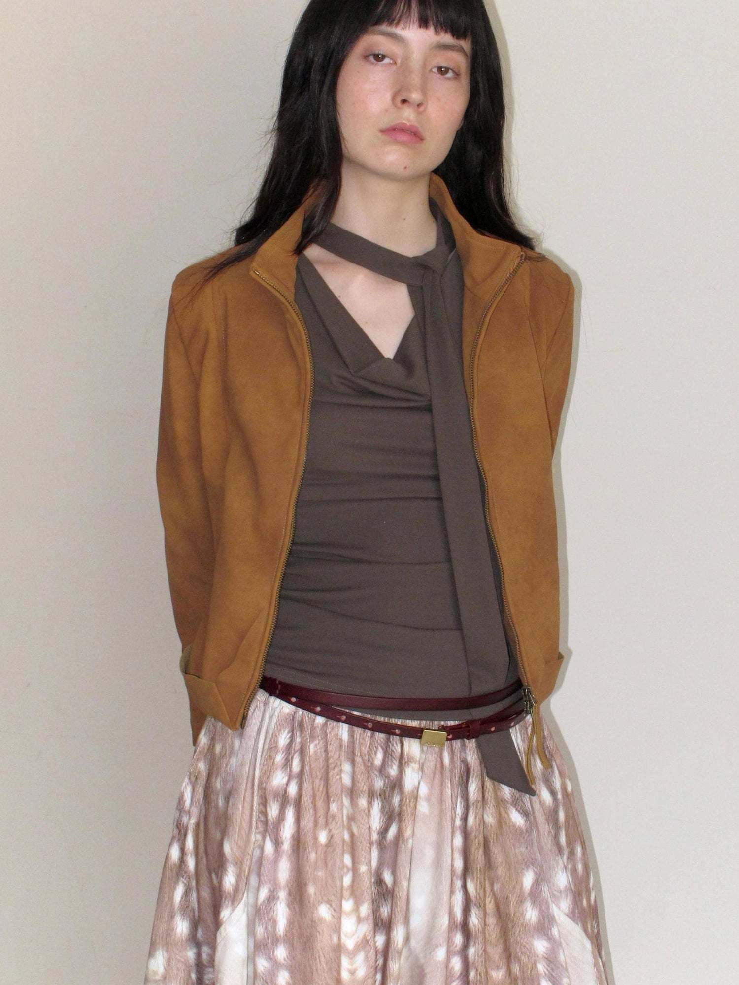 Mito de dar Vintage Burgundy Double Layer Leather Belt With Floral Accent