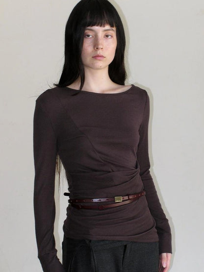 Mito de dar Vintage Burgundy Double Layer Leather Belt With Floral Accent