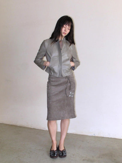 Mito de dar Vintage Embroidered Suede A Line Skirt