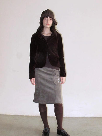 Mito de dar Vintage Embroidered Suede A Line Skirt