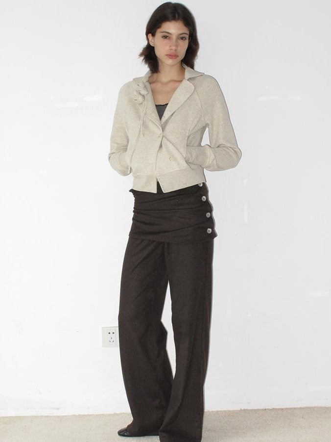 Mito de dar Vintage Ruched Silver Button Straight Leg Women&