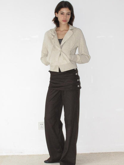 Mito de dar Vintage Ruched Silver Button Straight Leg Women&
