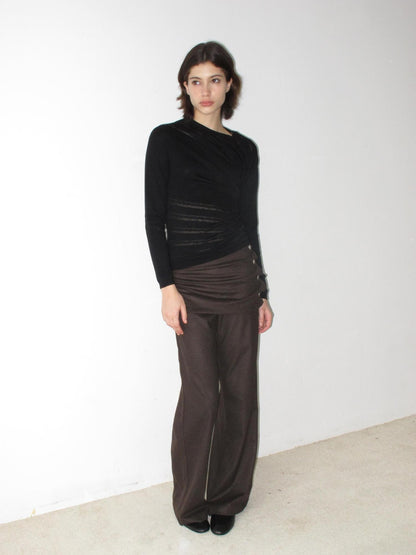 Mito de dar Vintage Ruched Silver Button Straight Leg Women&