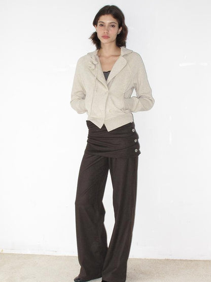 Mito de dar Vintage Ruched Silver Button Straight Leg Women&