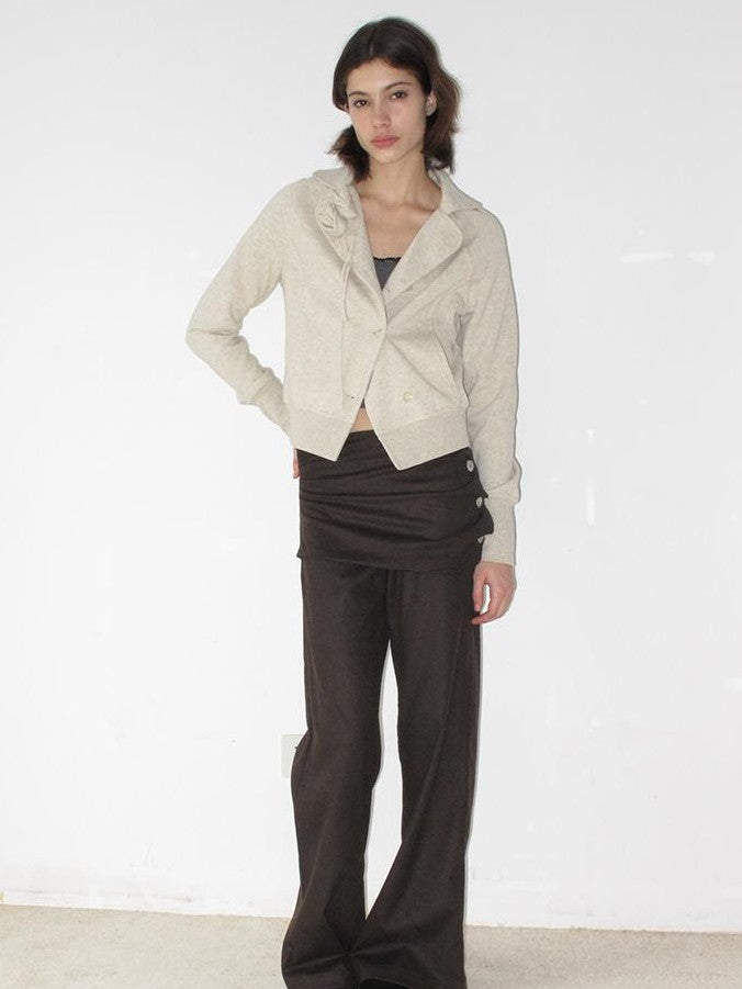 Mito de dar Vintage Ruched Silver Button Straight Leg Women&