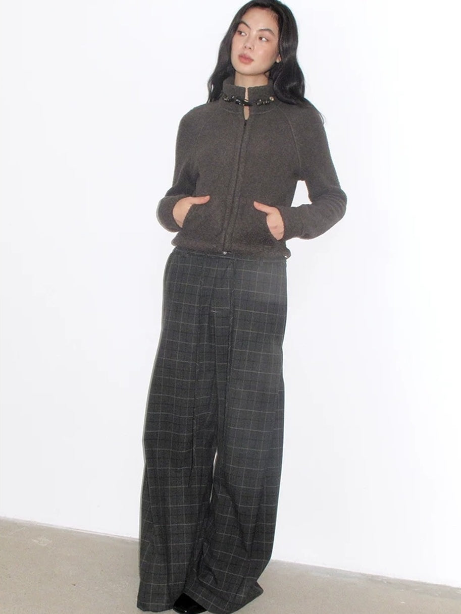 Mito de dar Warm Wool Blend Toggle Detail Casual Short Stand Collar Women Chocolate Jacket