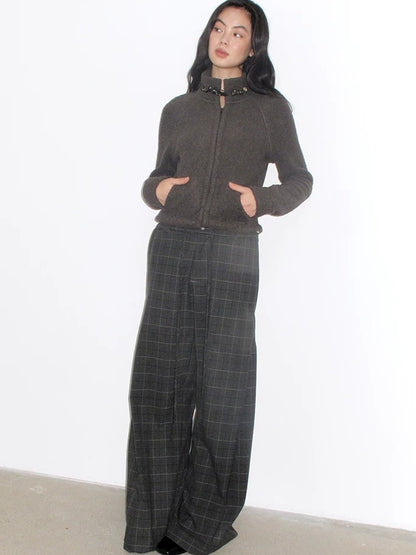 Mito de dar Warm Wool Blend Toggle Detail Casual Short Stand Collar Women Chocolate Jacket