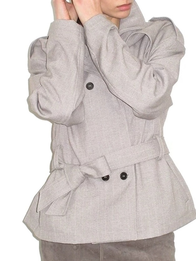 Mito de dar Windproof Tr Faux Wool Double Breasted Casual Loose Fit Women Short Coat