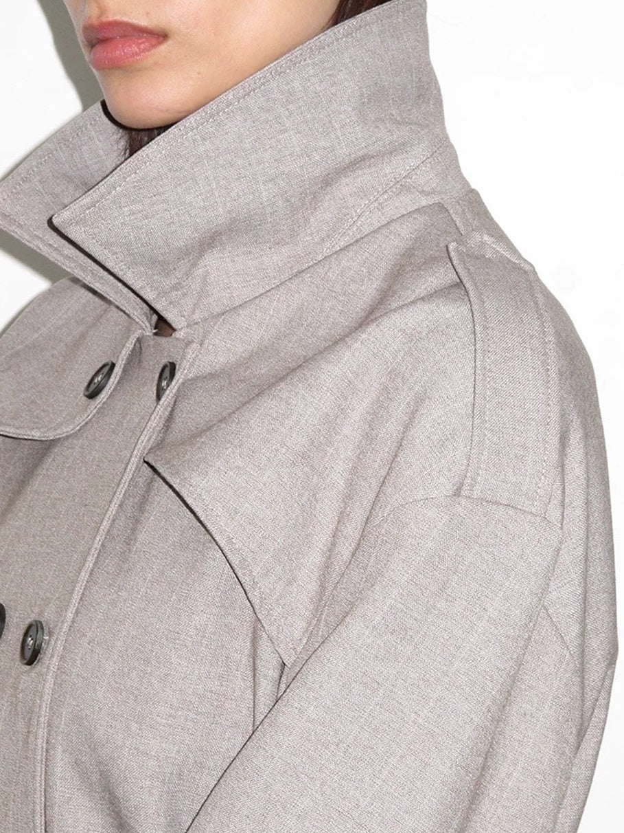 Mito de dar Windproof Tr Faux Wool Double Breasted Casual Loose Fit Women Short Coat