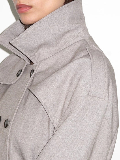 Mito de dar Windproof Tr Faux Wool Double Breasted Casual Loose Fit Women Short Coat